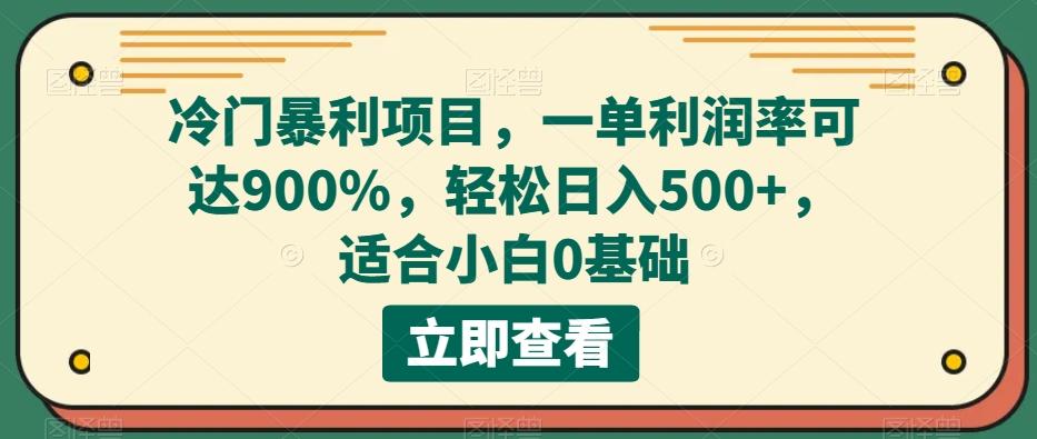 冷门暴利项目,一单利润率可达900%,轻松日入500+,适合小白0基础-云创网