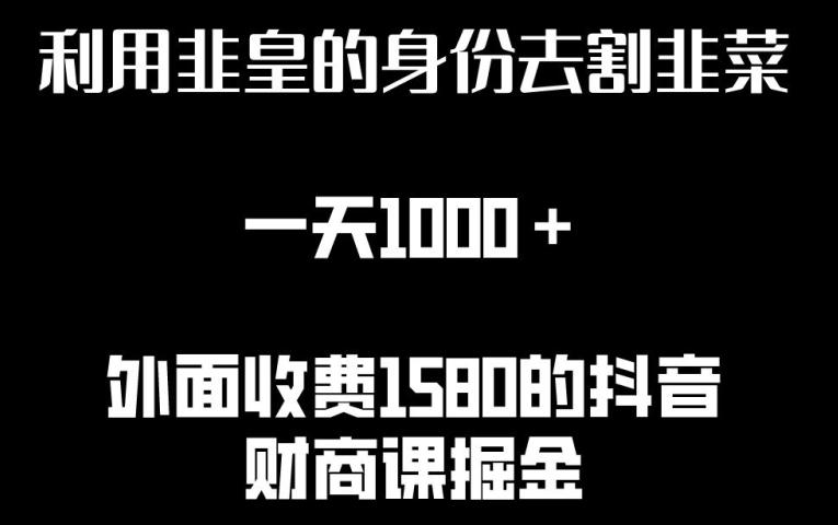 利用非皇的身份去割韭菜,一天1000+(附详细资源)【揭秘】-云创网