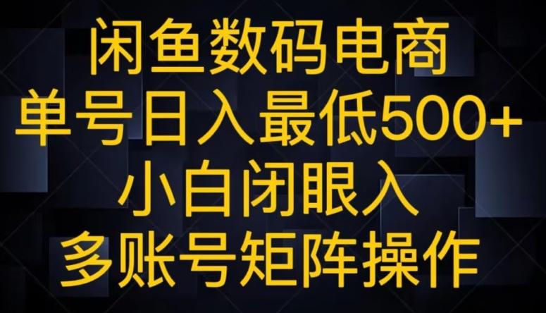闲鱼数码电商，单号日入最低500+，小白闭眼入，多账号矩阵操作-云创网