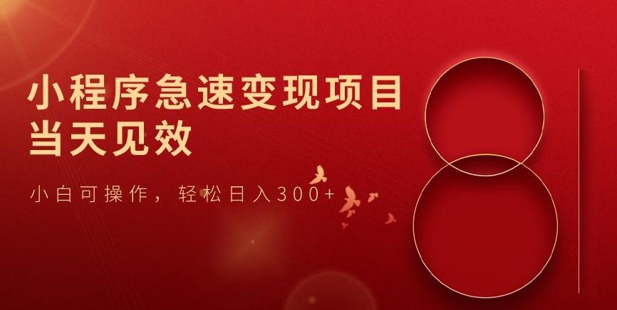 小程序急速变现项目,当天见效,小白可操作,轻松日入300+-云创网