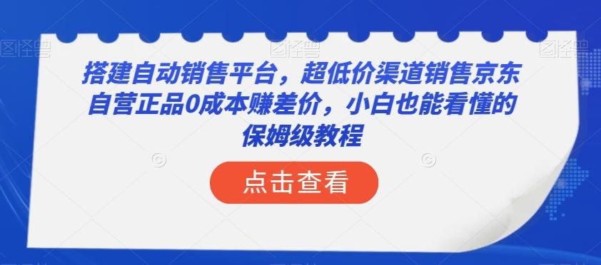 搭建自动销售平台,超低价渠道销售京东自营正品0成本赚差价,小白也能看懂的保姆级教程【揭秘】-云创网