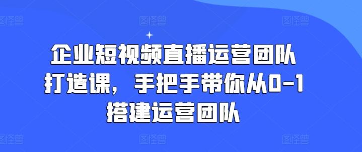 企业短视频直播运营团队打造课，手把手带你从0-1搭建运营团队-云创网