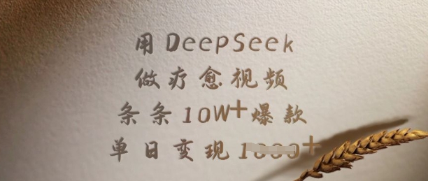 用DeepSeek做疗愈视频,条条10W+爆款,单日变现多张-云创网