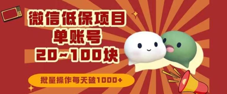 微信领低保单账号20元-100元,批量操作每天破1000+-云创网