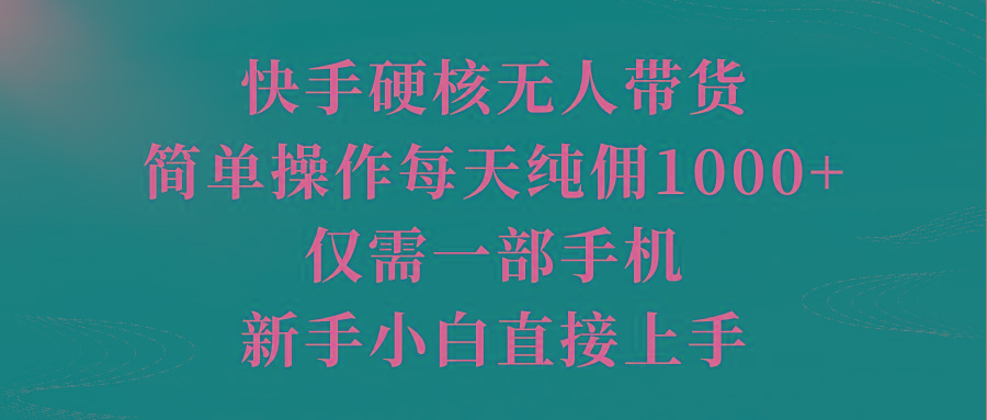 (9861期)快手硬核无人带货,简单操作每天纯佣1000+,仅需一部手机,新手小白直接上手-云创网