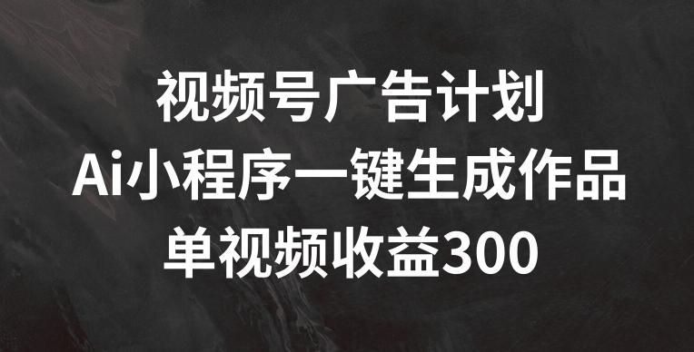 视频号广告计划,AI小程序一键生成作品, 单视频收益300+【揭秘】-云创网