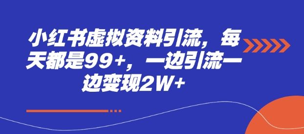 小红书虚拟资料引流,每天都是99+,一边引流一边变现2W+-云创网