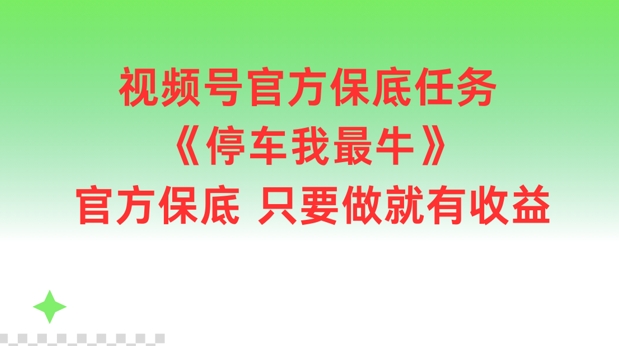 视频号官方保底任务,停车我最牛,官方保底只要做就有收益【揭秘】-云创网
