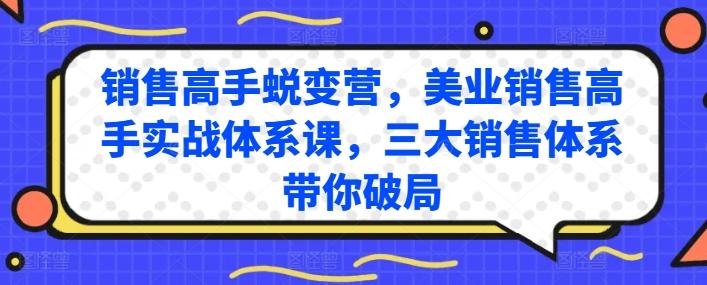 销售高手蜕变营,美业销售高手实战体系课,三大销售体系带你破局-云创网
