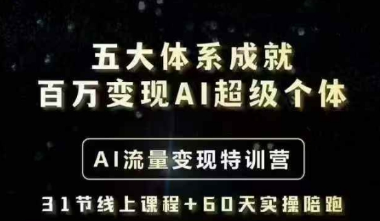 五大体系成就百万变现AI超级个体- AI流量变现特训营,一步一步教你一个人怎么年入百W-云创网