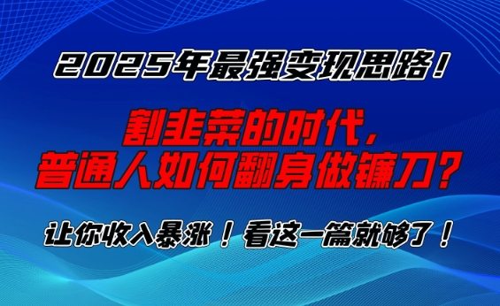 2025年最强变现思路,割韭菜的时代, 普通人如何翻身做镰刀?【揭秘】-云创网