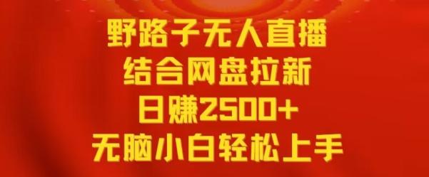 野路子无人直播结合网盘拉新，日赚2500+，小白无脑轻松上手【揭秘】-云创网